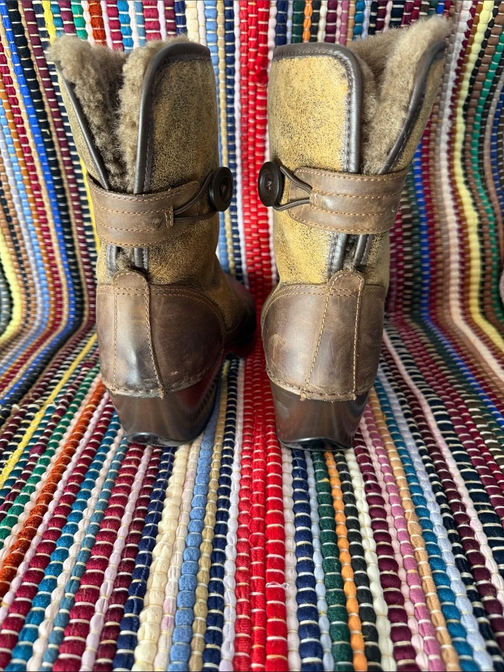 Dansko Brown and Tan Shearling-Lined Ankle Boots